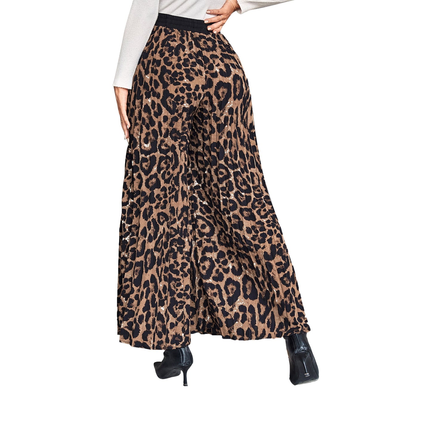 Damen Palazzo-Hose Elastischer Bund Animalmuster