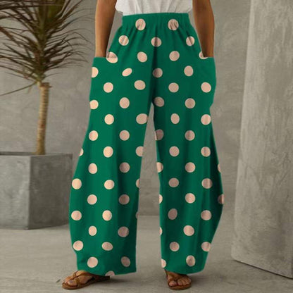 Damen Blumenhosen Weite mit Taschen Elastischer Bund