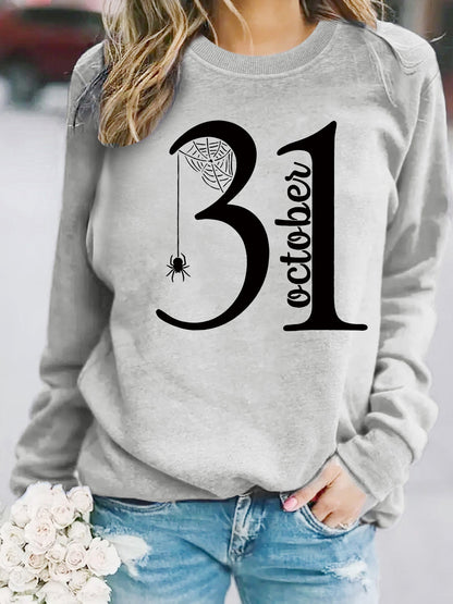 Damen Sweatshirt Halloween-Motiv Bequem Grau Eveloria