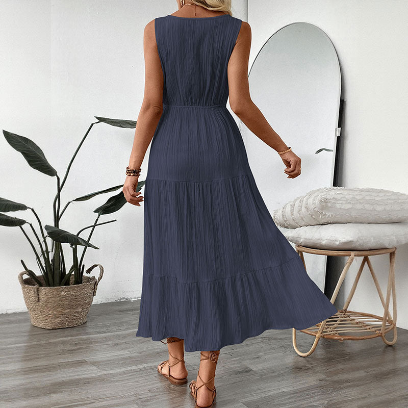 Damen Maxikleid Elastisch Rüschendetails Eveloria
