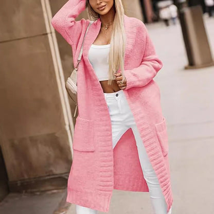 Damen Strickcardigan Lässig Mit Taschen Beige