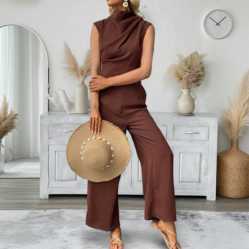Damen Jumpsuit Hohler Kragen Weites Bein Eveloria