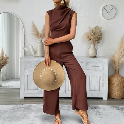 Damen Jumpsuit Hohler Kragen Weites Bein Eveloria