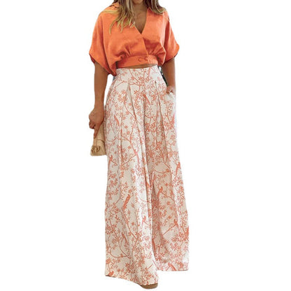 Damen Crop- Weite Ärmel Hochtaillierte Hose Eveloria