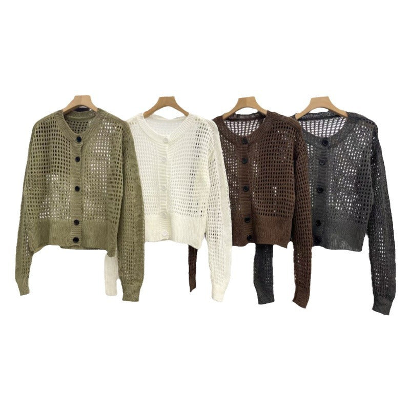 Damen Strickcardigan Luftig Einzigartige Maschenstruktur Beige