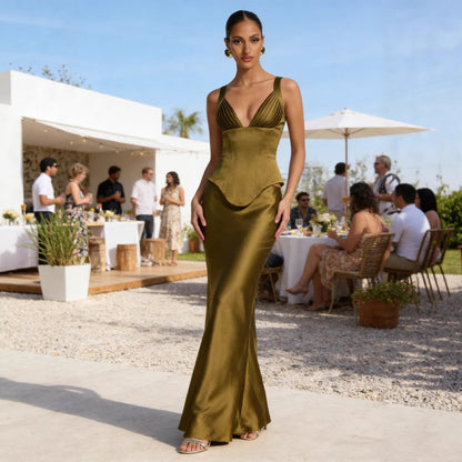 Damen Abendkleid V-Ausschnitt Figurformend Eveloria