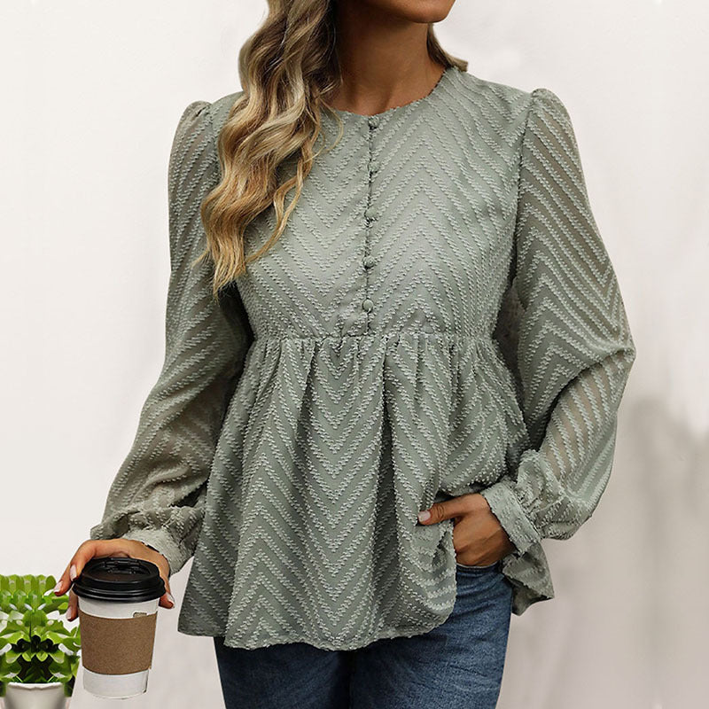 Damen Bluse Rüschendetails Zickzackmuster Eveloria - Eveloria