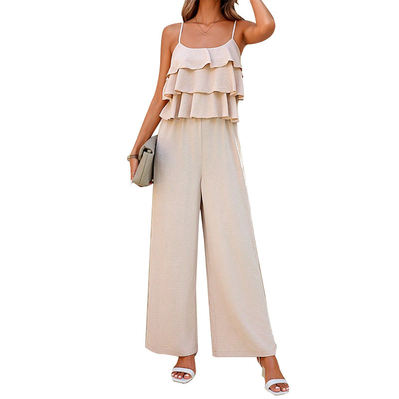 Damen Jumpsuit Luftig Rüschendetails Eveloria