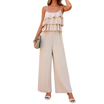 Damen Jumpsuit Luftig Rüschendetails Eveloria