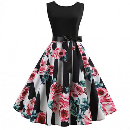 Eveloria Damen Swingkleid Floralmuster Tailliert