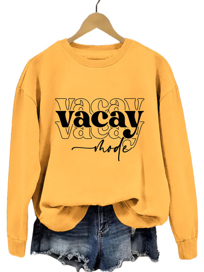 Damen Sweatshirt Lässiger Schriftzug Baumwolle Entspannte Passform