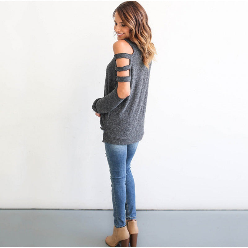 Damen Pullover Lässiger Cut-Out Schnitt Eveloria