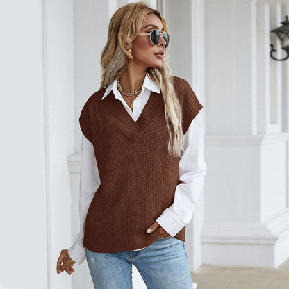 Damen Wickelstrickpullover V-Ausschnitt Voluminöse Ärmel Eveloria