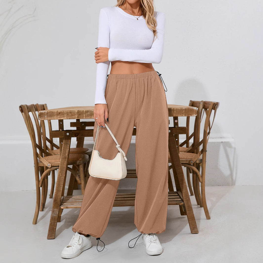 Damen Freizeithose Bequem Tunnelzug Weites Bein Eveloria