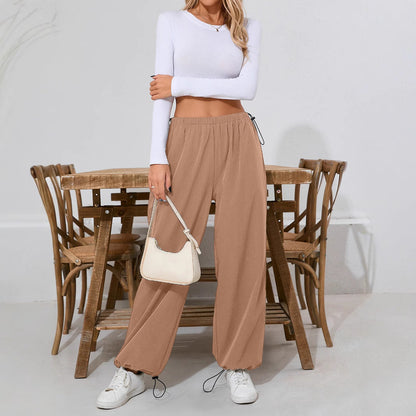 Damen Freizeithose Bequem Tunnelzug Weites Bein Eveloria