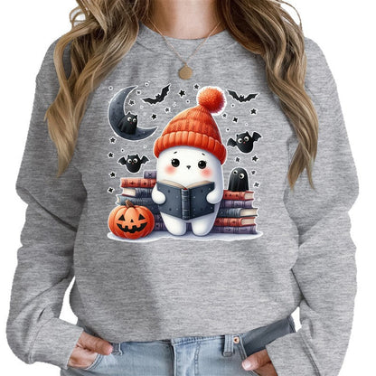 Damen Sweatshirt Halloween Motiv Bücherdesign