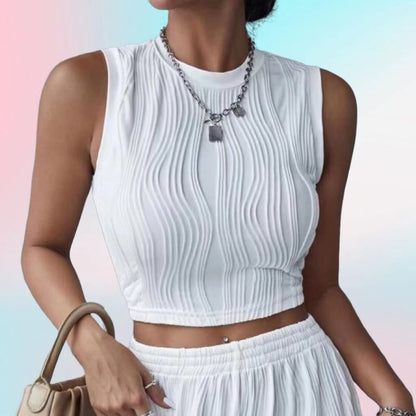 Damen Crop- Strukturiert Hochhalter Eveloria