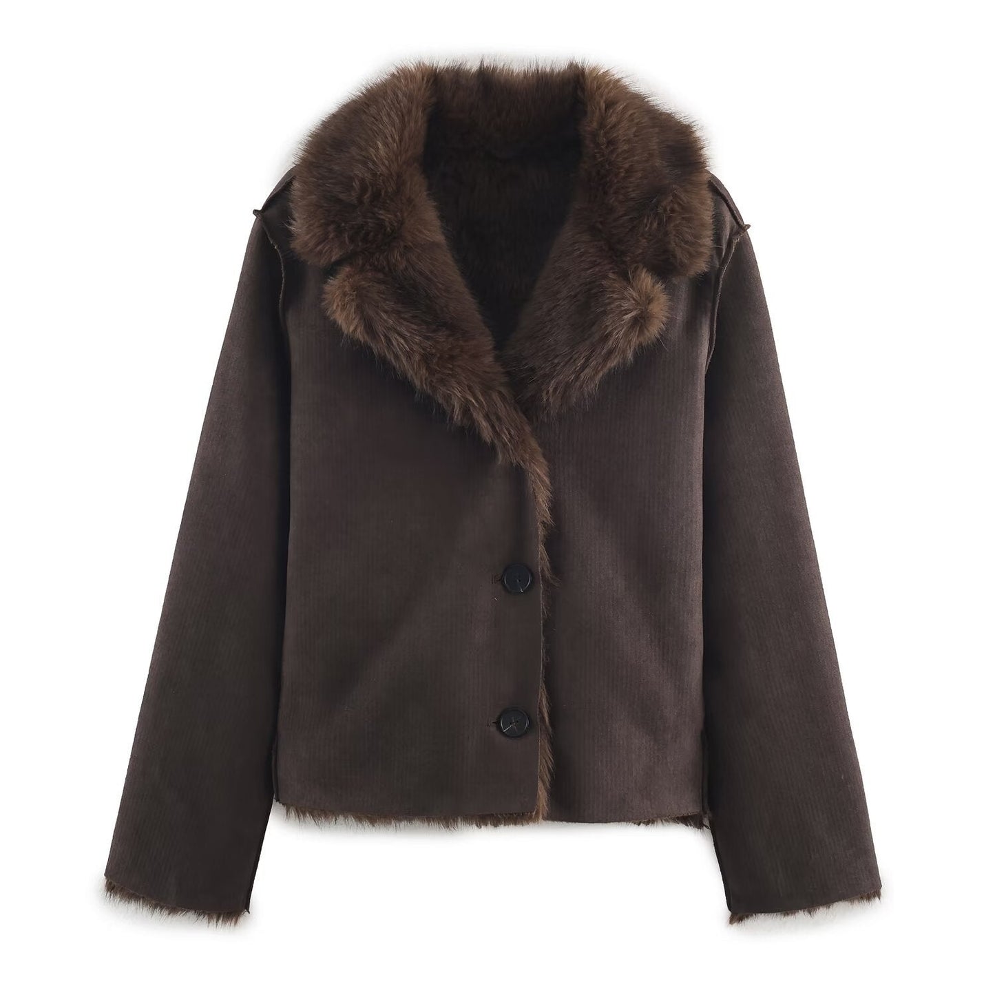 Damen Kunstlederjacke Teddyfutter Eveloria