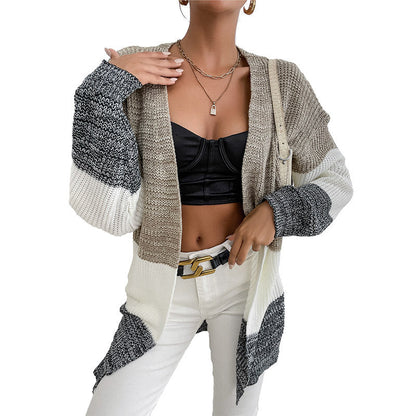 Damen Strickjacke Farbverlauf Lässig Grau