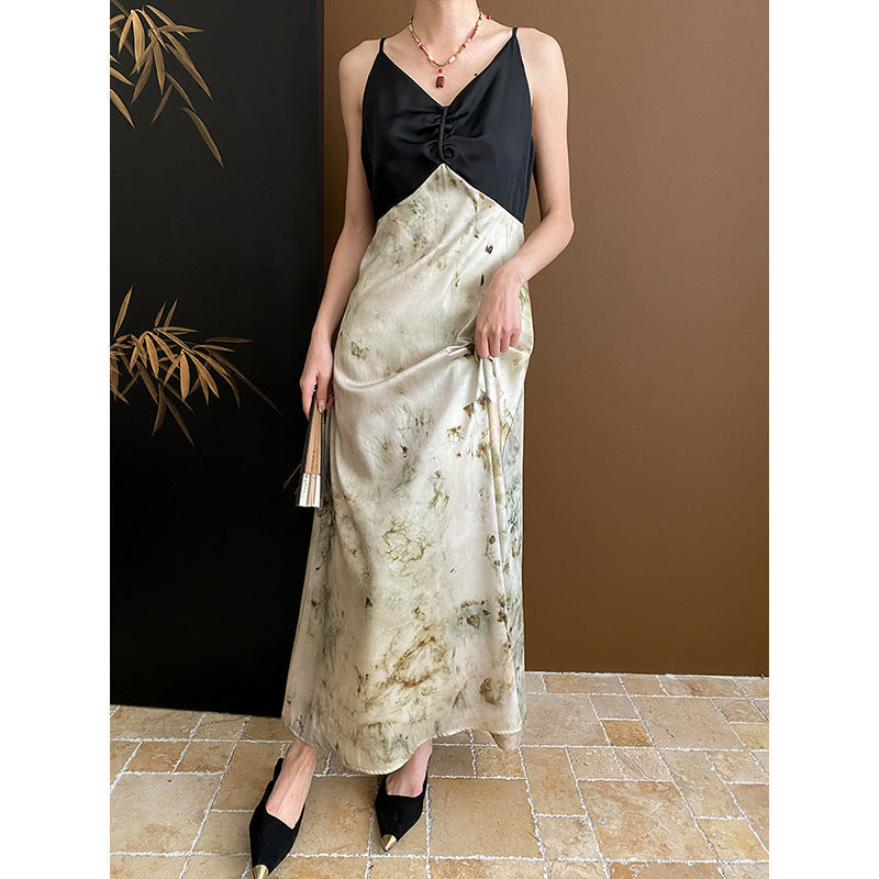 Damen Maxikleid V-Ausschnitt Spaghettiträger Eveloria - Eveloria