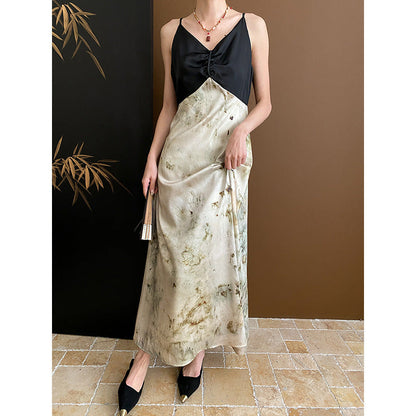 Damen Maxikleid V-Ausschnitt Spaghettiträger Eveloria - Eveloria