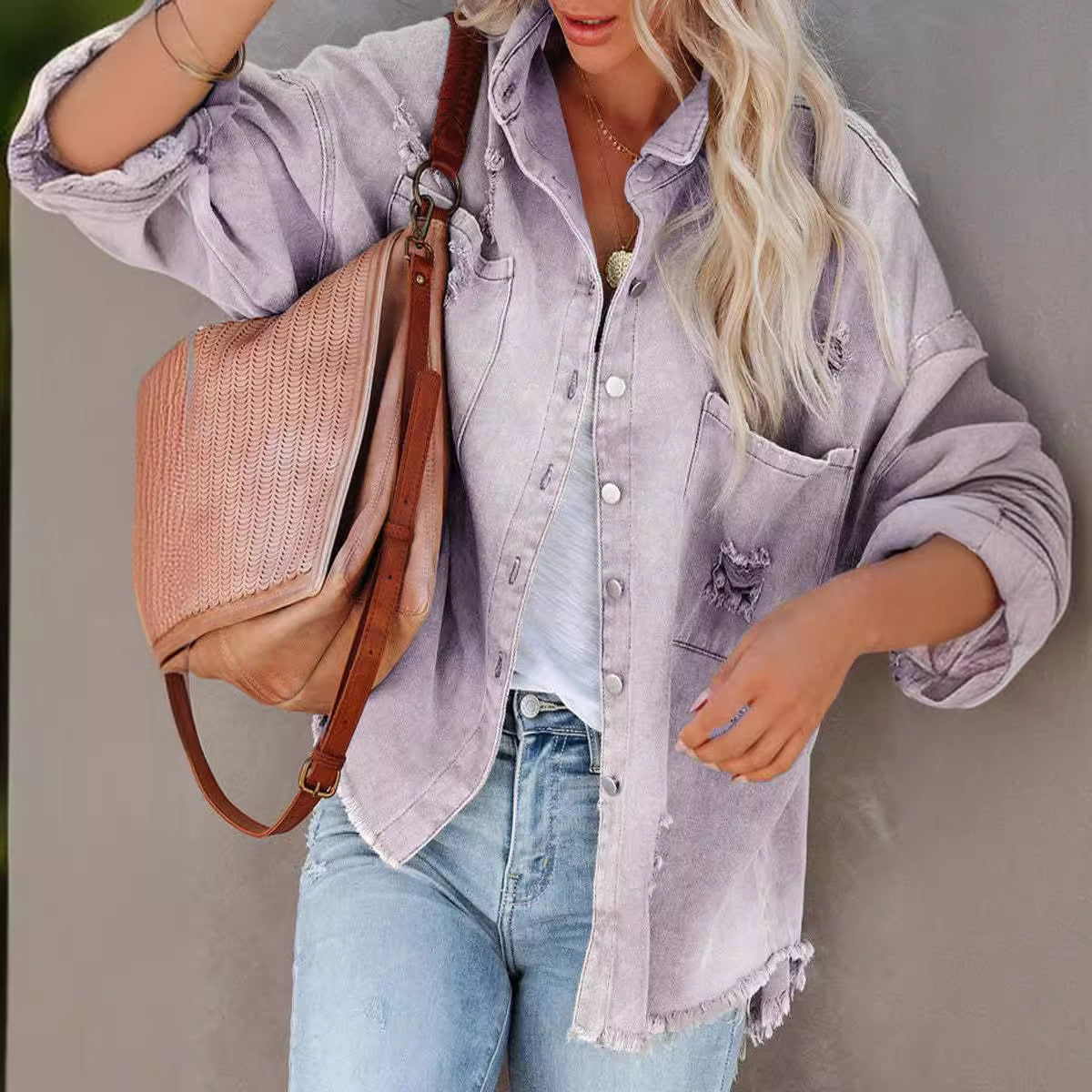 Damen Oversized Jeanshemd Eveloria wird zu: Eveloria Damen Oversized