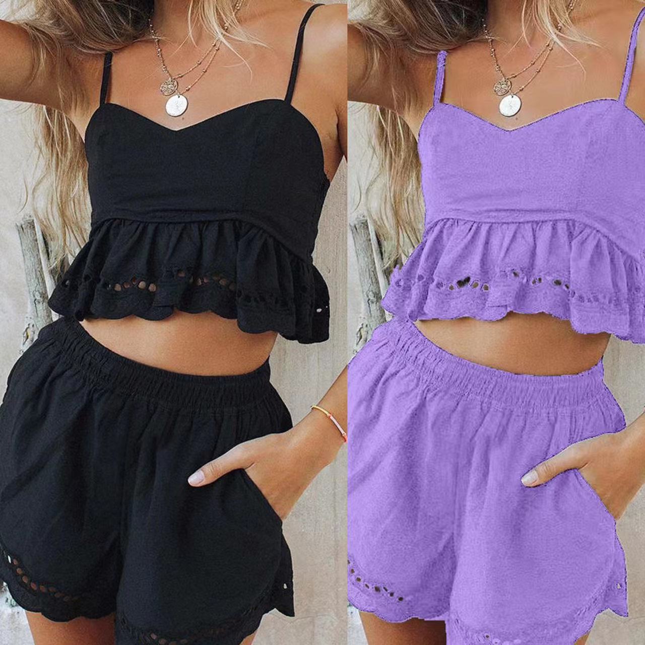 Damen Crop- und Shorts Set Eveloria