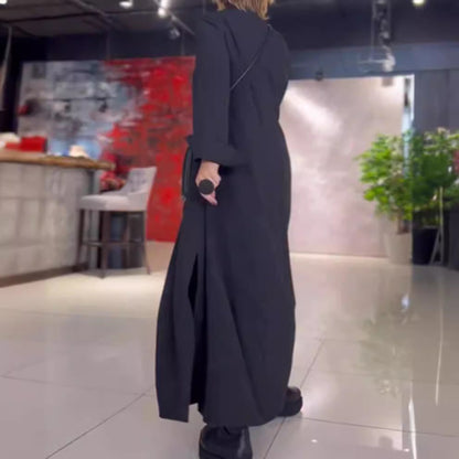 Damen Maxikleid mit Kragen und Taschen Eveloria