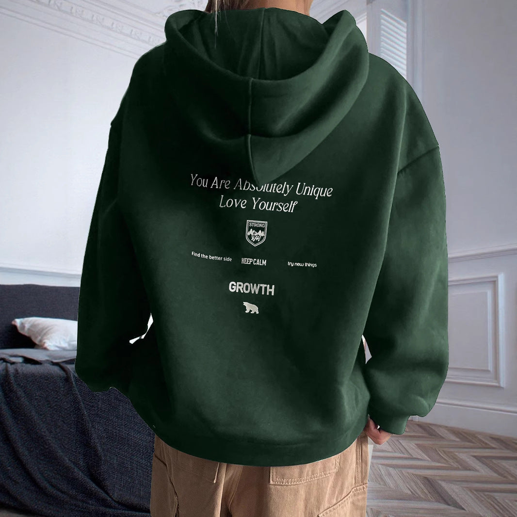 Damen Kapuzenpullover Bequem Motivierender Schriftzug Grau Eveloria