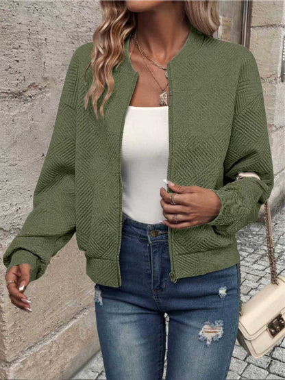 Damen Sweatjacke Strukturiert Reißverschluss Eveloria