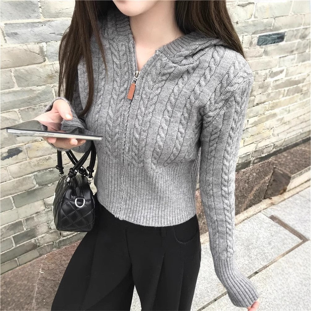 Damen Kapuzenstrickjacke Zopfmuster Asymmetrisch Eveloria