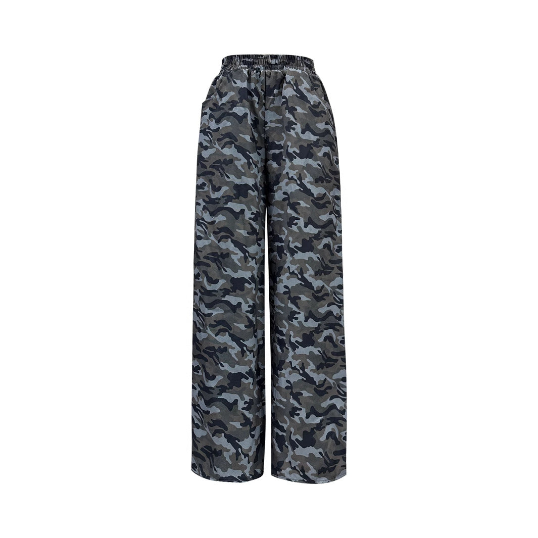 Damen Cargo-Hose Camouflage-Print Weite Bein Eveloria