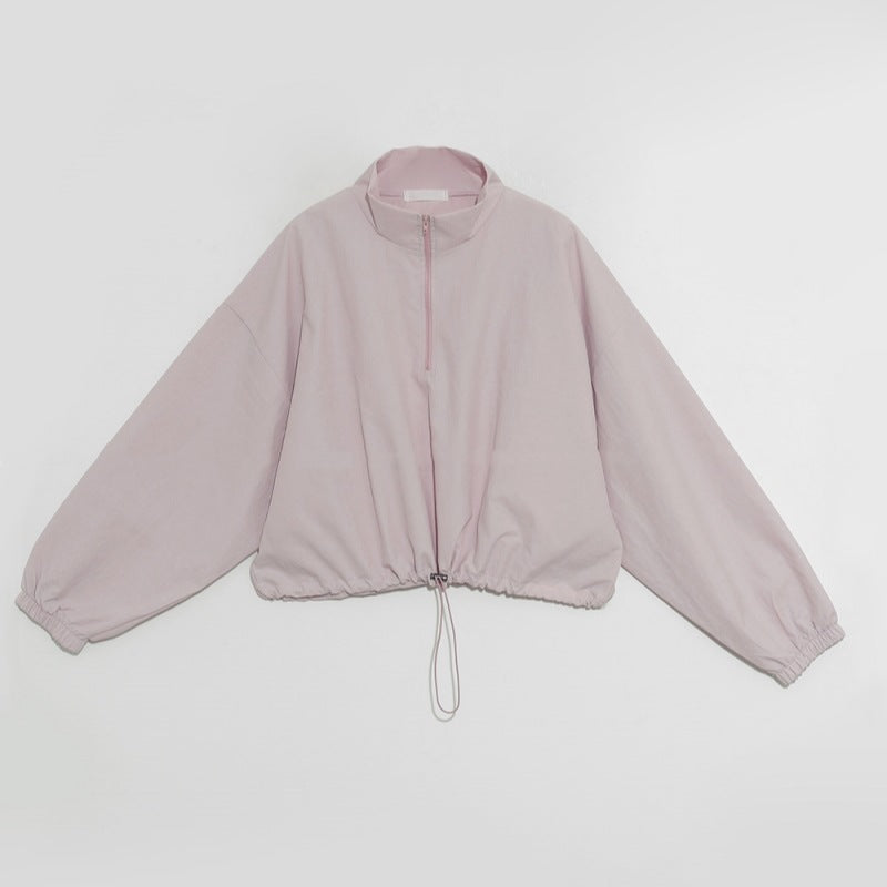 Damen Übergangsjacke Hochkragen Verstellbarer Kordelzug