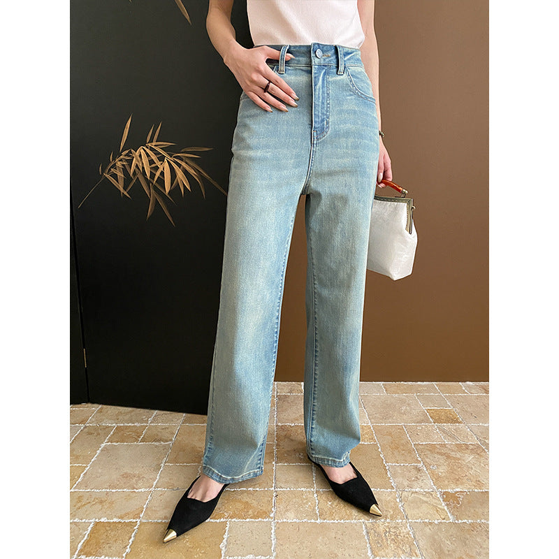 Damen Weite Jeans Hochgeschnitten Eveloria