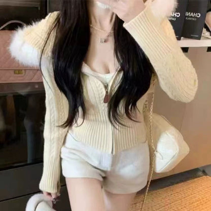 Damen Cardigan Strukturierter Zopf Look Hochwertiges Innenfutter