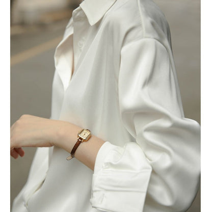 Damen Bluse Oversized Klassisch Weiß