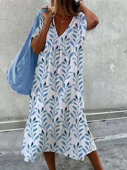 Damen Sommerkleid V-Ausschnitt Volumöser Rock Eveloria