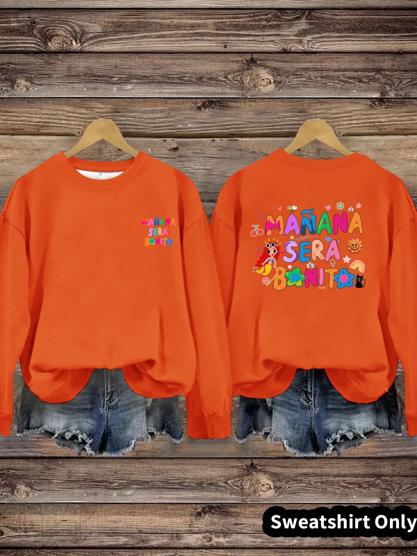 Damen Sweatshirt Verspielter Aufdruck Lässiger Schnitt Grau