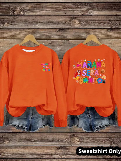 Damen Sweatshirt Verspielter Aufdruck Lässiger Schnitt Grau