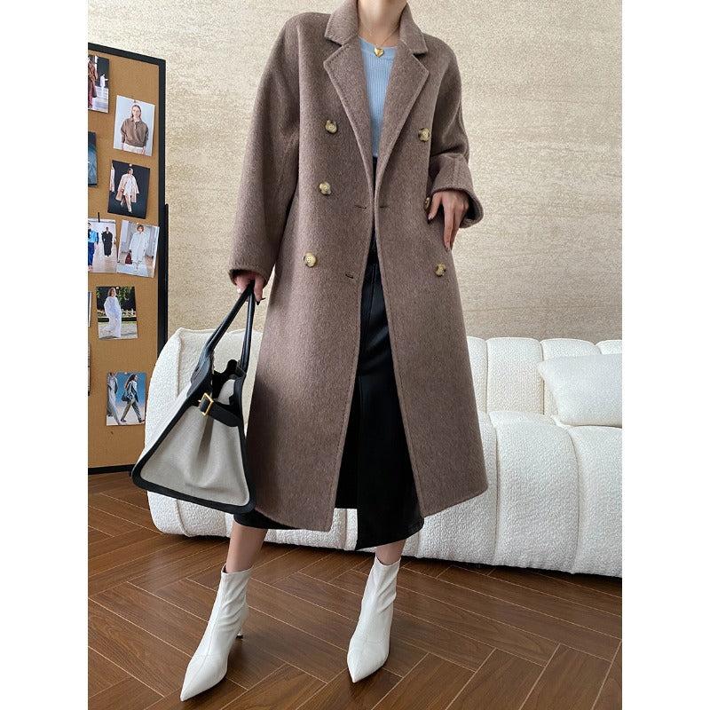 Damen Oversized-Mantel Doppelter Knopfleiste Weiches Innenfutter