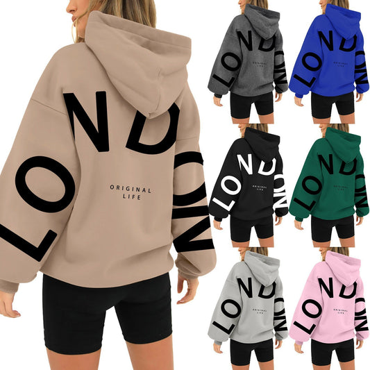 Damen Oversized Hoodie London-Print Trendig Eveloria - Eveloria