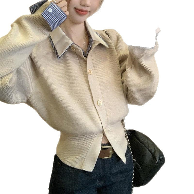 Damen Strickjacke Kuschelig Klassisch Lässig Beige