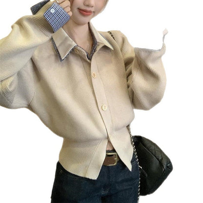 Damen Strickjacke Kuschelig Klassisch Lässig Beige