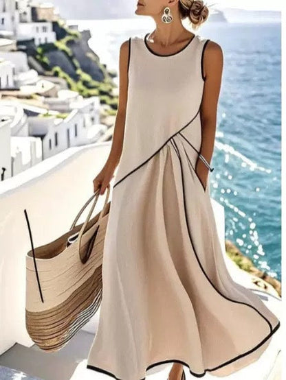 Damen Maxikleid Asymmetrischer Schnitt Mit Taschen Eveloria