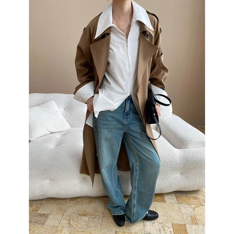 Damen Trenchcoat Elegant Vielseitig Eveloria
