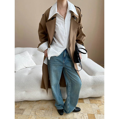 Damen Trenchcoat Elegant Vielseitig Eveloria