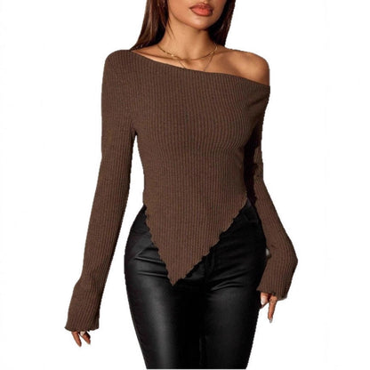 Damen Asymmetrischer Strickpullover Eveloria