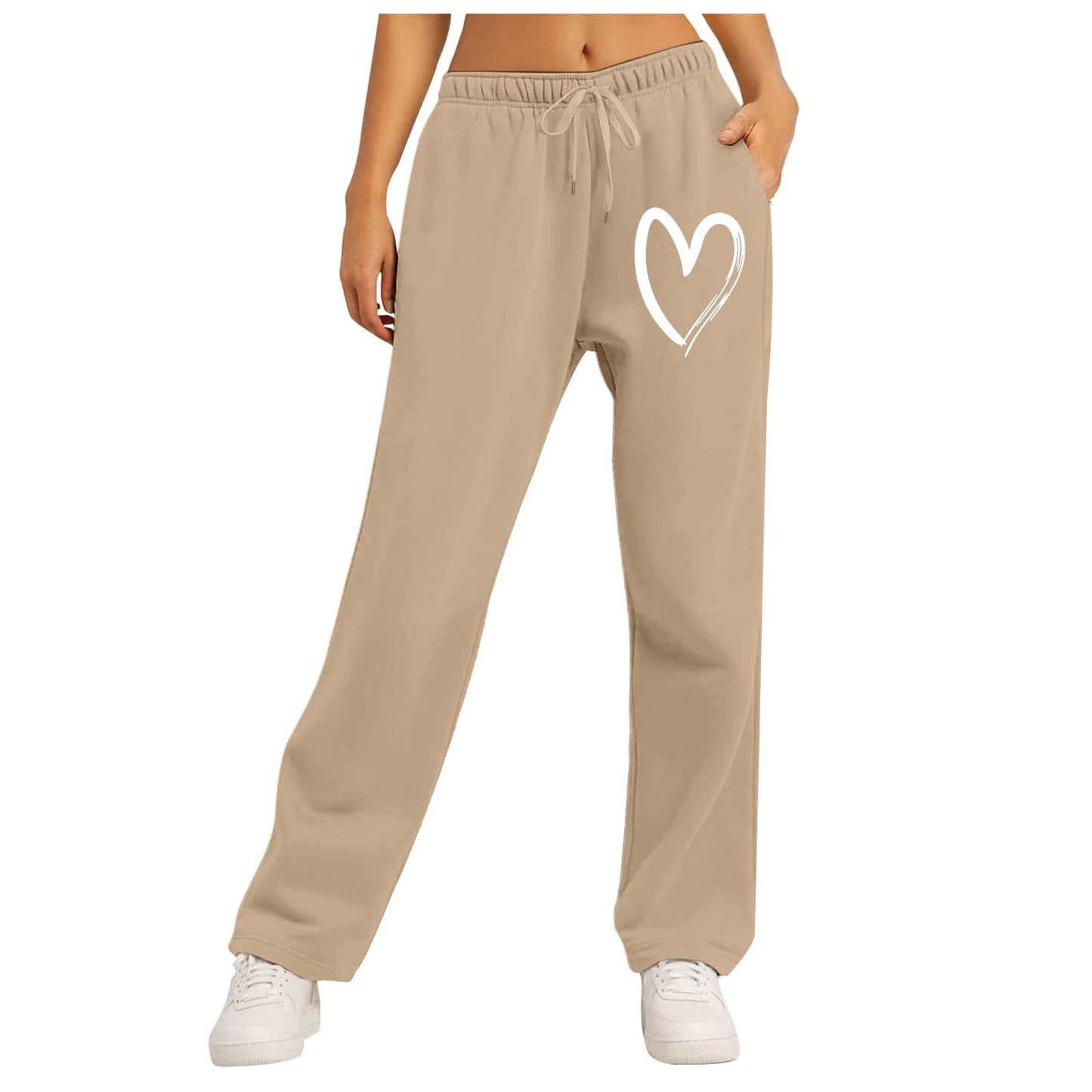 Damen Freizeithose Elastischer Bund Herzmotiv Eveloria