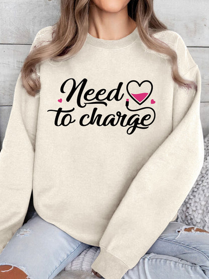 Damen Sweatshirt Inspirierender Herzspruch Lässig Grau