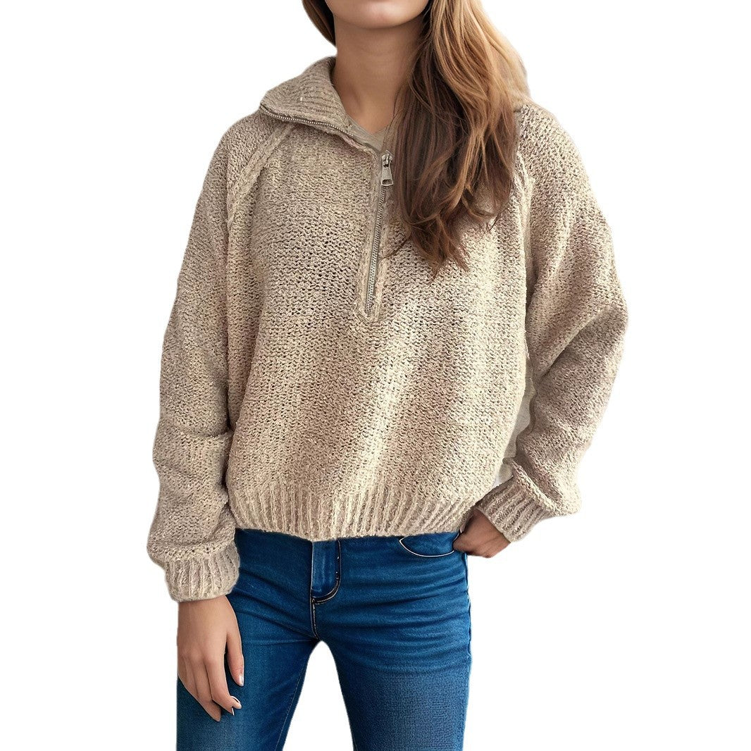 Damen Strickpullover Oversized Ärmel Hochschließend Eveloria
